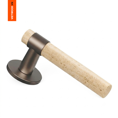 KHÓA CỬA TAY ĐÁ TRAVERTINE CAO CẤP VIETWOOD - 2026 MÀU SÂM PANH